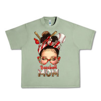 Oil Green Baseball Mom Messy Bun Urban Heavy Tee - texasbilliewilder