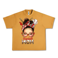 Peanut Butter Baseball Mom Messy Bun Urban Heavy Tee - texasbilliewilder