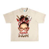 Sandshell Baseball Mom Messy Bun Urban Heavy Tee - texasbilliewilder