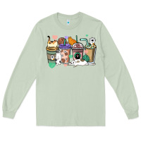 Matcha Cat coffee cups Long Sleeve Tee - HowdyJamesFarm