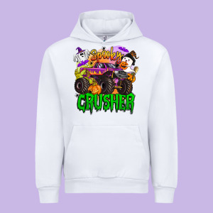 Spooky Crusher Monster Truck Urban Hoodie Designed By Barkaloodesign