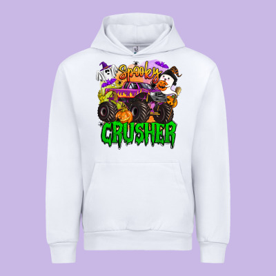 Spooky Crusher Monster Truck Urban Hoodie Designed By Barkaloodesign