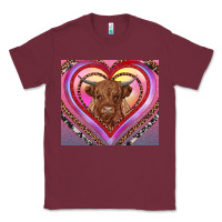 Burgundy highland cow valentine's day Classic Tee - RanaPortraitStore