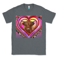 Charcoal Heather highland cow valentine's day Classic Tee - RanaPortraitStore