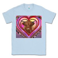 Dusty Blue highland cow valentine's day Classic Tee - RanaPortraitStore