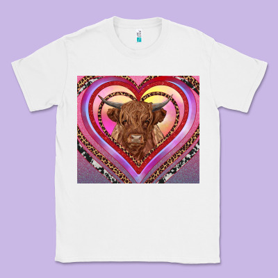 Highland Cow Valentine's Day Classic Tee Designed By Ranaportraitstore