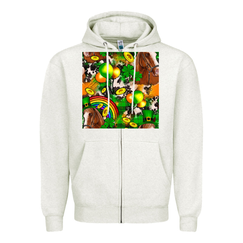St. Patrick's Day Horse With Balloons Zipper Hoodie by FaDigitalArtStudio | Teevron