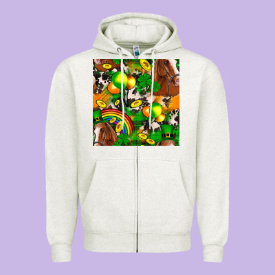 St. Patrick's Day Horse With Balloons Zipper Hoodie Designed By Fadigitalartstudio