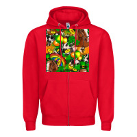 Red St. Patrick's Day Horse With Balloons Zipper Hoodie - FaDigitalArtStudio