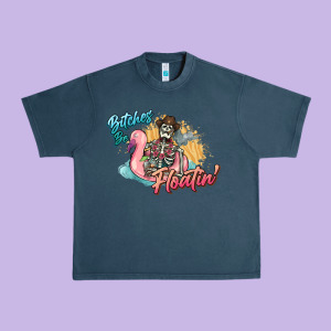 Bitches Be Floatin' Skeleton Summer Urban Heavy Tee Designed By Nancycooperartshop