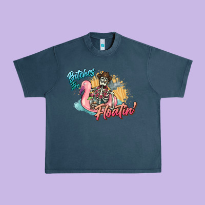 Bitches Be Floatin' Skeleton Summer Urban Heavy Tee Designed By Nancycooperartshop