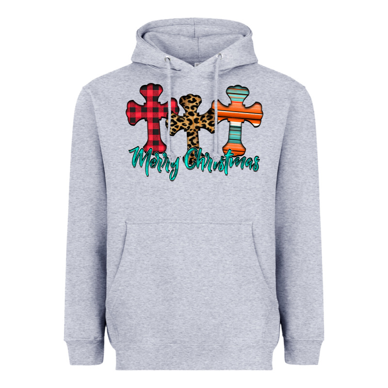 Merry Christmas Cross Heavyweight Hoodie by CowhideDigitalArt | Teevron
