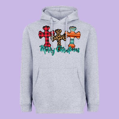Merry Christmas Cross Heavyweight Hoodie Designed By Cowhidedigitalart