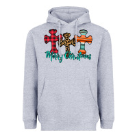 Heather Grey merry Christmas cross Heavyweight Hoodie - CowhideDigitalArt