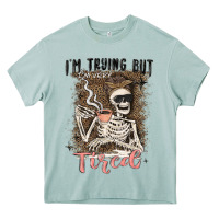 Arona im trying but tired Heavy Core Tee - MaliasSmallBusiness