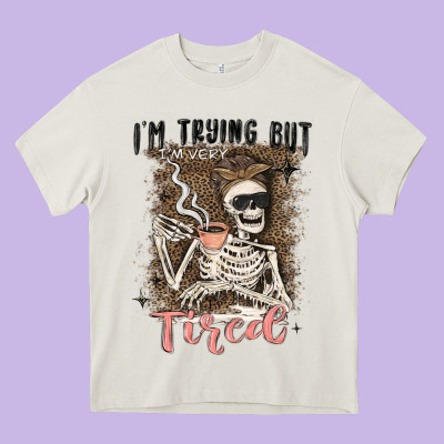 Im Trying But Tired Heavy Core Tee Designed By Maliassmallbusiness