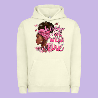 In October We Wear Pink Urban Hoodie Designed By Barkaloodesign
