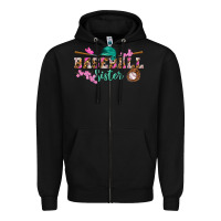 Black baseball sister Zipper Hoodie - BundleAndBundleShop