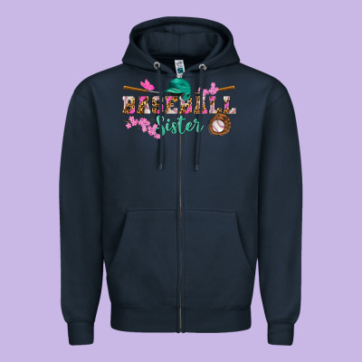 Baseball Sister Zipper Hoodie Designed By Bundleandbundleshop