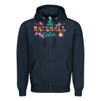 Navy baseball sister Zipper Hoodie - BundleAndBundleShop