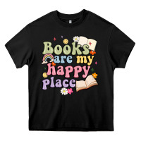 Black books are my happy place Heavy Core Tee - MaliasSmallBusiness