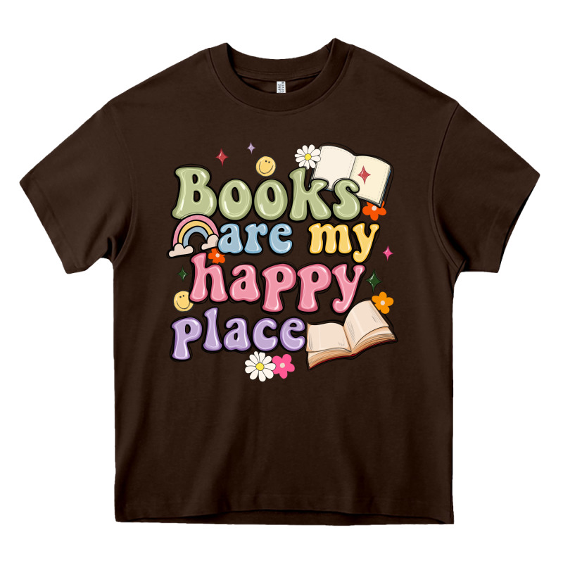 Books Are My Happy Place Heavy Core Tee by MaliasSmallBusiness | Teevron