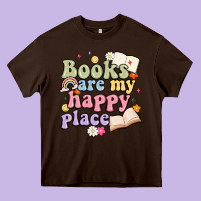 Books Are My Happy Place Heavy Core Tee Designed By Maliassmallbusiness
