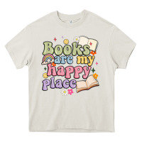 Cream books are my happy place Heavy Core Tee - MaliasSmallBusiness
