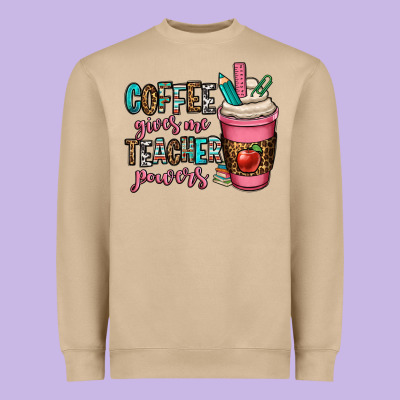 Coffee Gives Me Teacher Powers Heavyweight Sweatshirt Designed By Oliviacreatesart
