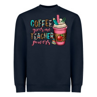 Navy coffee gives me teacher powers Heavyweight Sweatshirt - OliviaCreatesArt