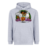 Heather Grey halloween vibes Heavyweight Hoodie - SublimationCraftShop