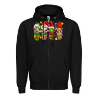 Black christmas coffee cups gnomies Zipper Hoodie - FaDigitalArtStudio
