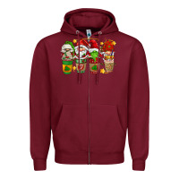 Burgundy christmas coffee cups gnomies Zipper Hoodie - FaDigitalArtStudio
