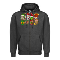 Charcoal Heather christmas coffee cups gnomies Zipper Hoodie - FaDigitalArtStudio