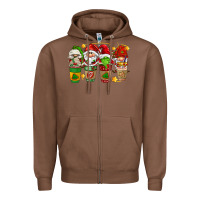Chestnut christmas coffee cups gnomies Zipper Hoodie - FaDigitalArtStudio