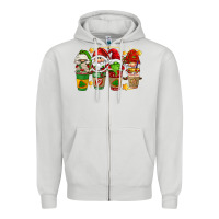 Dove Grey christmas coffee cups gnomies Zipper Hoodie - FaDigitalArtStudio
