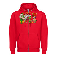 Red christmas coffee cups gnomies Zipper Hoodie - FaDigitalArtStudio