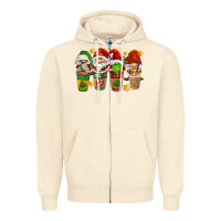 Sandshell christmas coffee cups gnomies Zipper Hoodie - FaDigitalArtStudio