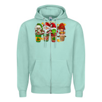 Seafoam christmas coffee cups gnomies Zipper Hoodie - FaDigitalArtStudio