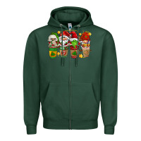Sports Green christmas coffee cups gnomies Zipper Hoodie - FaDigitalArtStudio