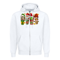 White christmas coffee cups gnomies Zipper Hoodie - FaDigitalArtStudio