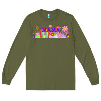 Army Green boho retro floral mama Long Sleeve Tee - TumblerDesignByShophia