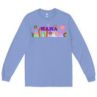 Colony Blue boho retro floral mama Long Sleeve Tee - TumblerDesignByShophia
