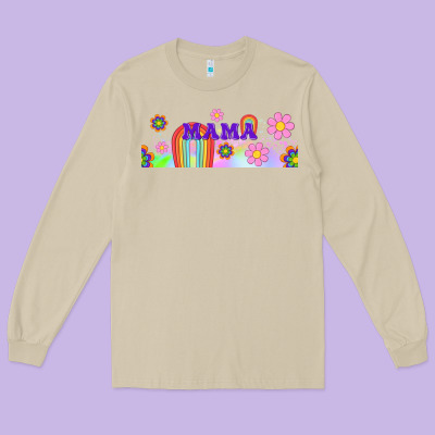 Boho Retro Floral Mama Long Sleeve Tee Designed By Tumblerdesignbyshophia
