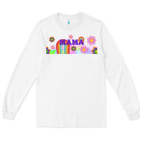 White boho retro floral mama Long Sleeve Tee - TumblerDesignByShophia