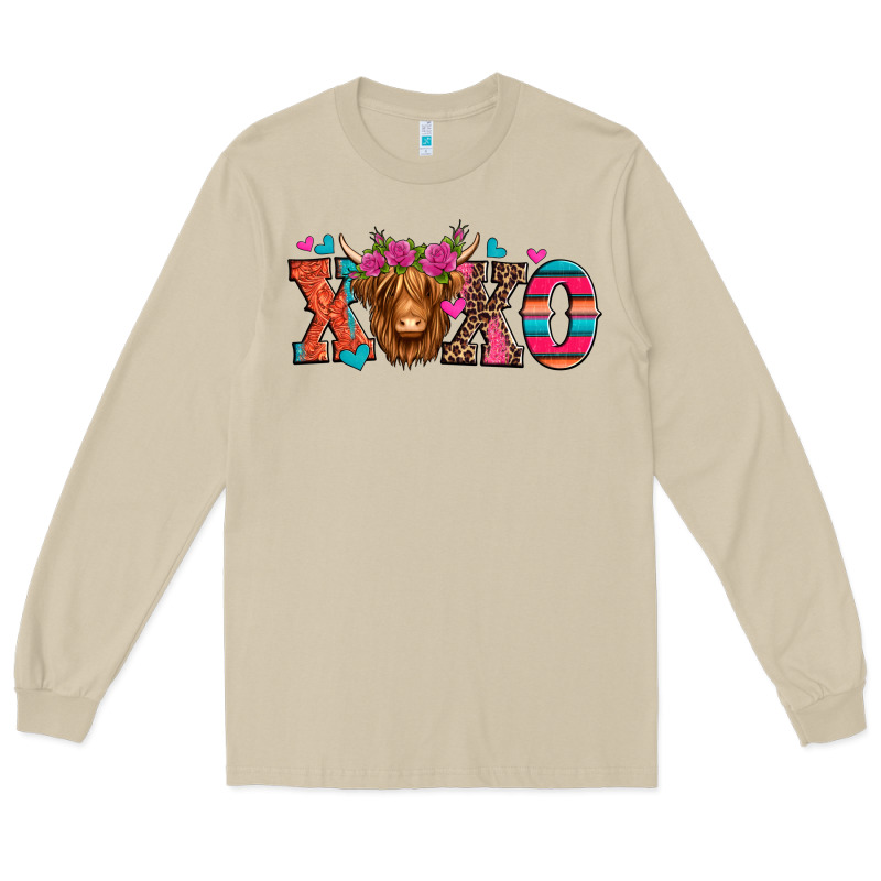 Xoxo Valentine's Day Highland Cow Long Sleeve Tee by Jasminsmagicworld | Teevron