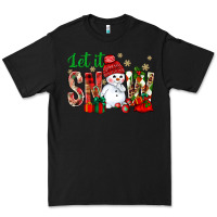 Black let it snow with snowman Premium Tee - BundleAndBundleShop