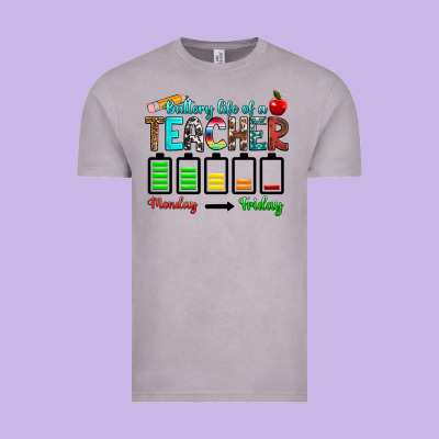 Battery Life Of A Teacher Monday Friday Vintage Tee Designed By Ranaportraitstore