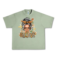 Oil Green Silver White Believe Praying Caucasian Messy Bun Urban Heavy Tee - texasbilliewilder