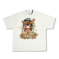 Pistachio Silver White Believe Praying Caucasian Messy Bun Urban Heavy Tee - texasbilliewilder